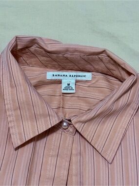 Banana Republic Peach Pink Striped Button-Down Shirt
